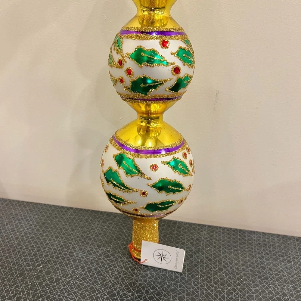 Christopher Radko Retired‎ Vintage Extremely Rare HOLLY RIBBONS FINIAL 1993